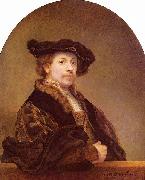 REMBRANDT Harmenszoon van Rijn wearing a costume in the style of over a century earlier. National Gallery USA oil painting artist